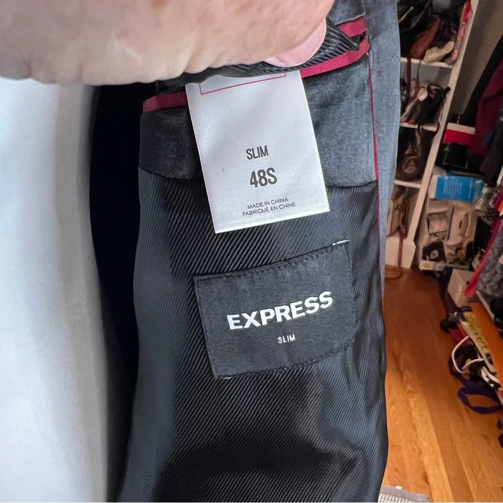 Express Men's Plaid Blazer - Red and Blue - Picture 2 of 7